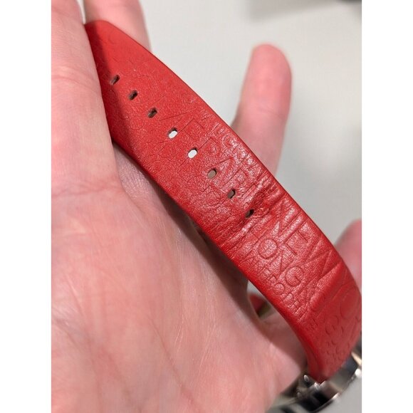 Elle Womens Dual Time Watch Airplane Travel Crystal Accent Red Leather Band - Picture 12 of 15